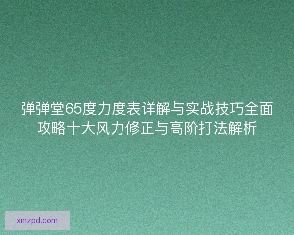 弹弹堂65度力度表详解与实战技巧全面攻略十大风力修正与高阶打法解析